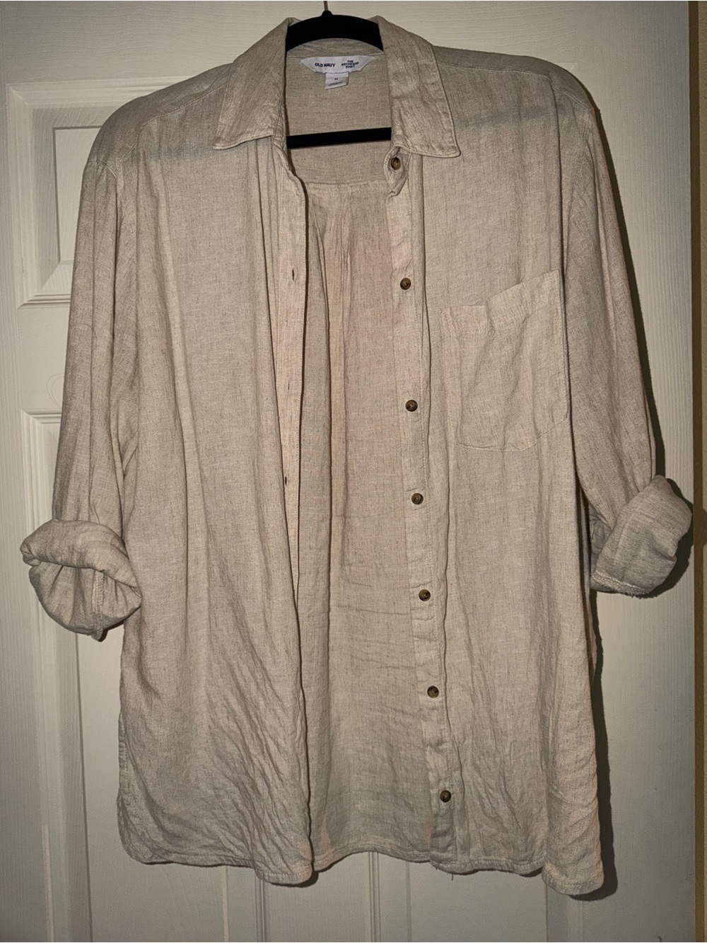 Linen Button-Up Shirt Jacket - Cream